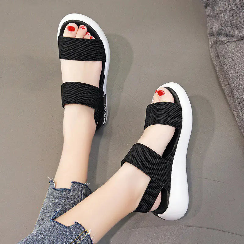 Fashionable Elastic Flat Beach Casual Shoes for Women