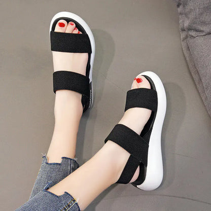 Fashionable Elastic Flat Beach Casual Shoes for Women