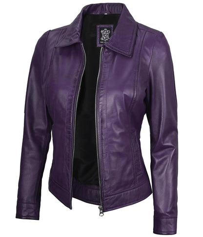 Decrum Leather Jackets for Women - Women Leather Jacket | [1326903] Jose Purple M