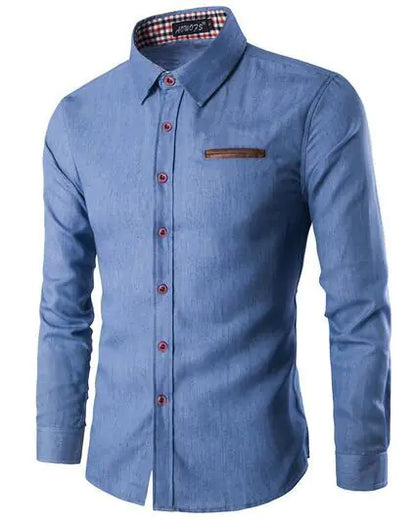 Men's Cotton Casual Washable Long Sleeve Denim Shirt