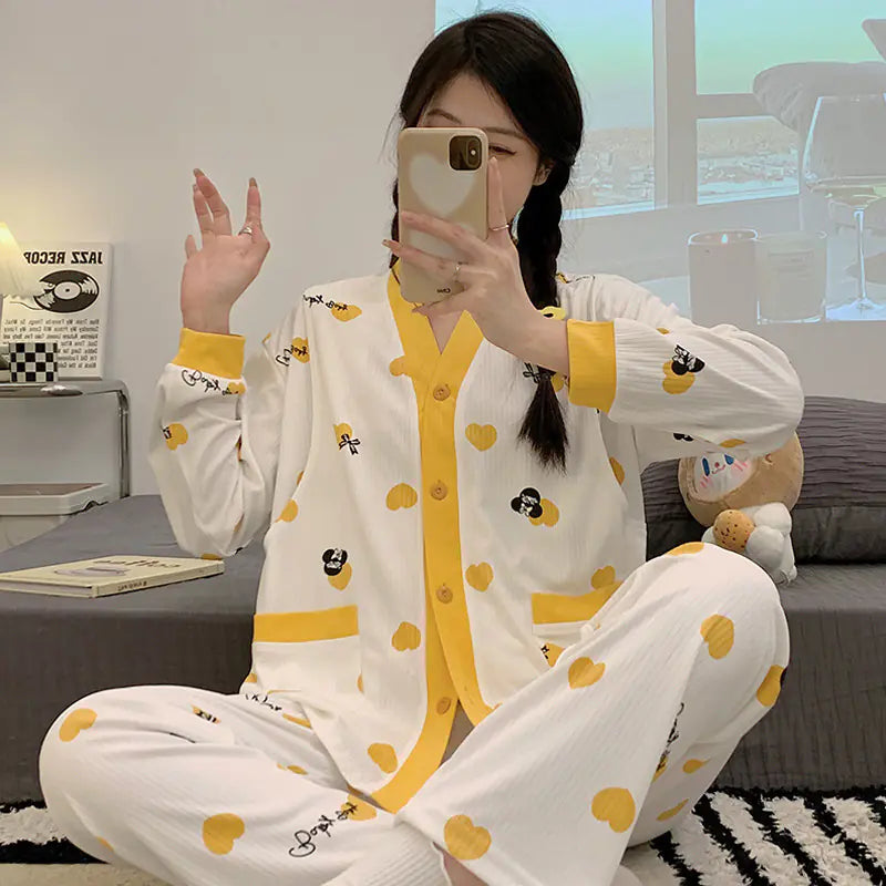 Lightweight Cotton Postpartum Nursing Pajamas Set