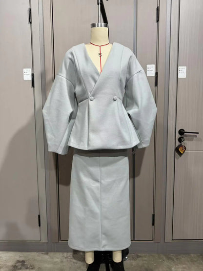 Slim Top and Skirt Elegant Suit