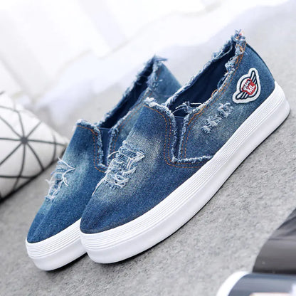 2018 Women's Canvas Slip-On Shoes with Thick Sole