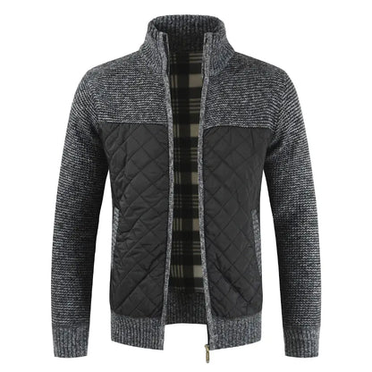 Thickened Knit Cardigan with Zipper and Stand Collar
