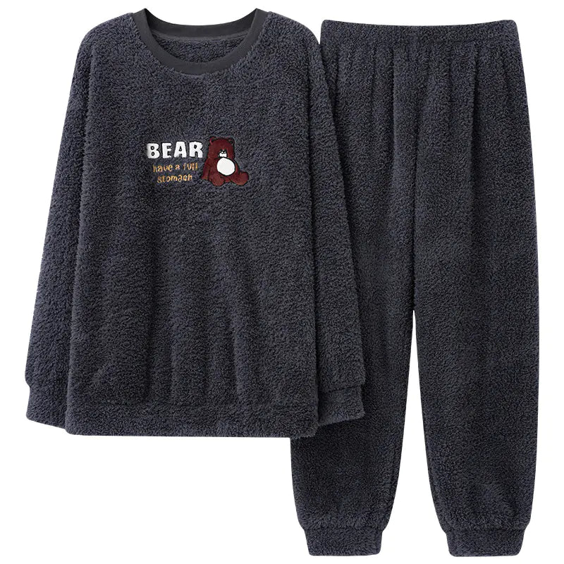 Men's Coral Velvet Thermal Pullover Pajamas