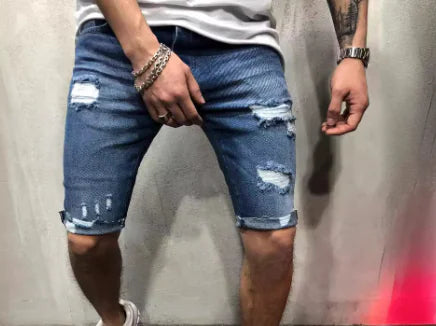 Men's Fashion Ripped Denim Shorts for Summer