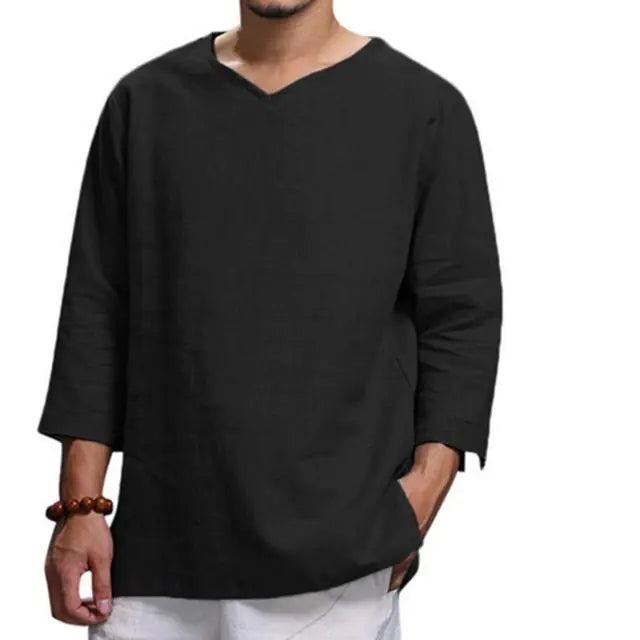 Men's Casual 3/4 Sleeve Loose Pullover Shirt