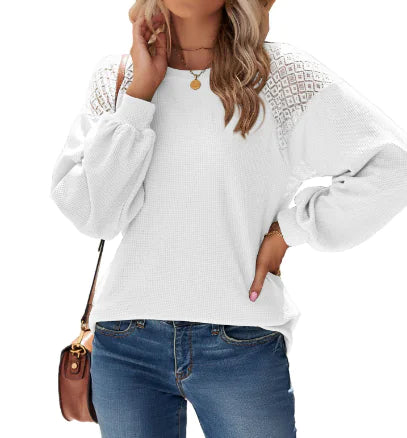 Women's Solid Lace Long Sleeve Fashion Top