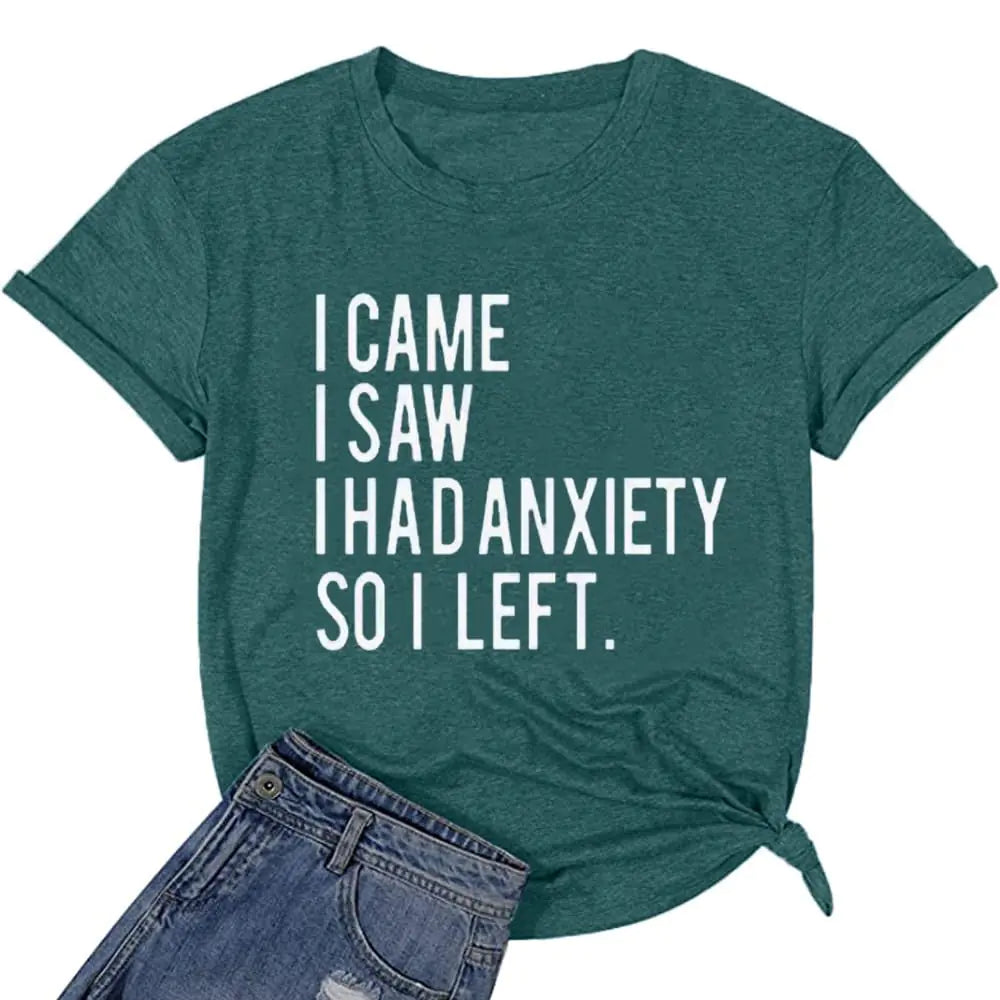 Women Funny Saying Introvert Graphic Shirts Cute Letter Printed Tshirt Summer Workout Humor Quote Short Sleeve Tees Top-M (Green)