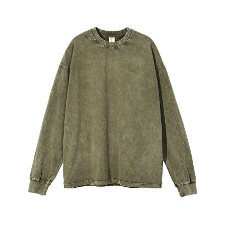 Ribbed Sleeve Solid Blank T-Shirt