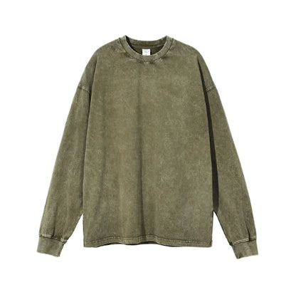 Ribbed Sleeve Solid Blank T-Shirt