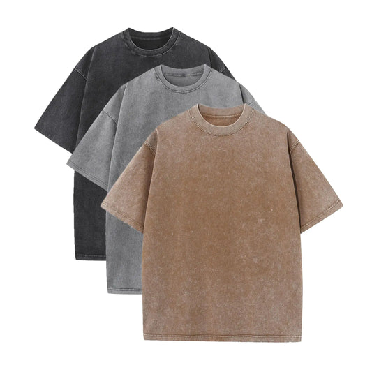 Mens Oversized T-Shirts Acid Wash Vintage Shirt Short Sleeve Tees Unisex Cotton Shirts