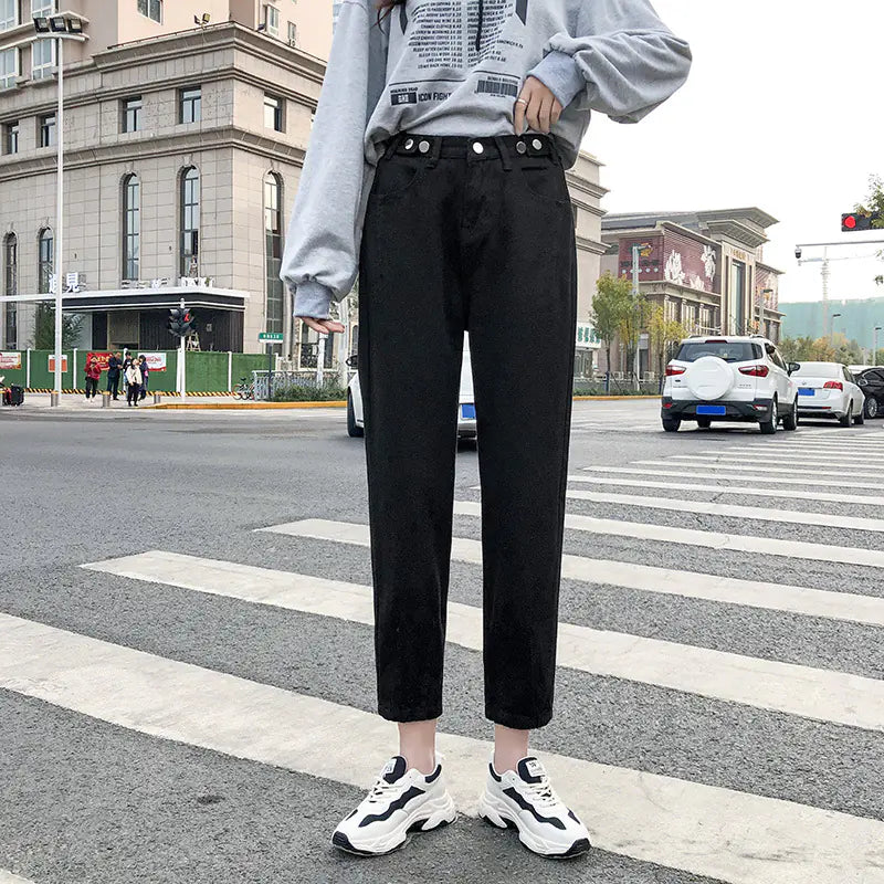 Loose Wide-Leg Cropped Casual Trousers