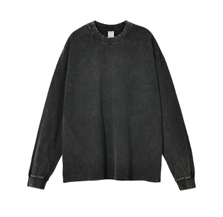 Ribbed Sleeve Solid Blank T-Shirt