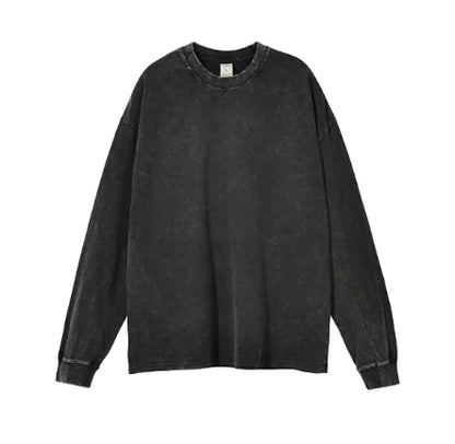 Ribbed Sleeve Solid Blank T-Shirt