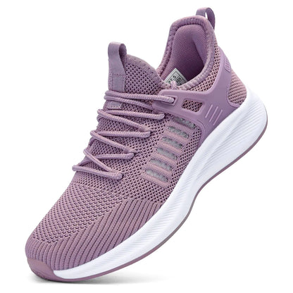 AKK Womens Walking Sneakers Tennis Shoes - Lightweight Workout Shoes Breathable Non Slip Trainers Shoes for Gym Jogging Light Purple Size 10
