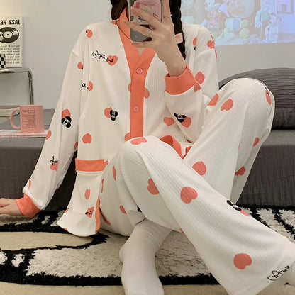 Lightweight Cotton Postpartum Nursing Pajamas Set