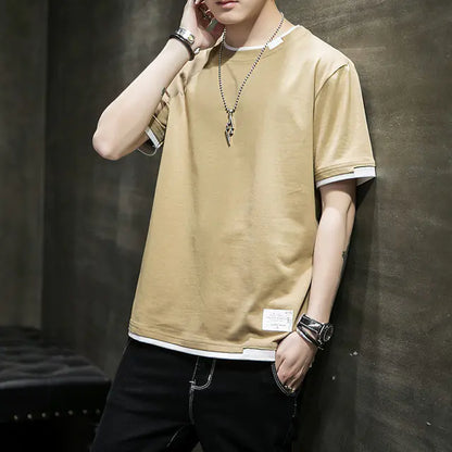 Stylish Men's Summer Two-Piece Spliced Pullover T-shirts