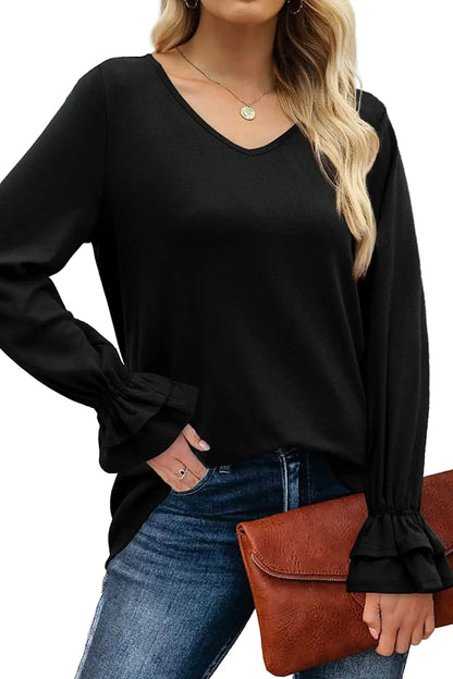 Solid Color Long Sleeve T-Shirt Top
