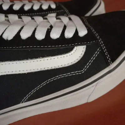 Black and White Striped Canvas Skate Shoes