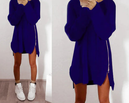 Casual Loose Zipper Sweater and Sweater Dress