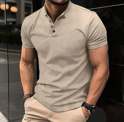 Button-Up Solid Color T-Shirt