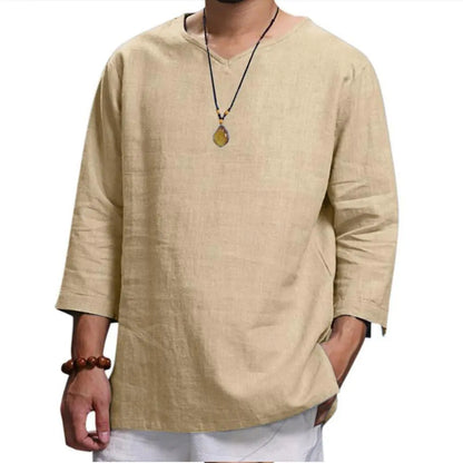 Men's Casual 3/4 Sleeve Loose Pullover Shirt