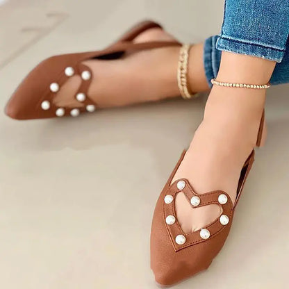 Pointed Toe Hollow Rhinestone Casual Flat Shoes for Women