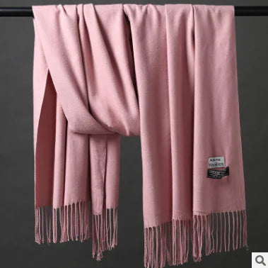 Autumn Winter Tassel Faux Cashmere Scarf for Women