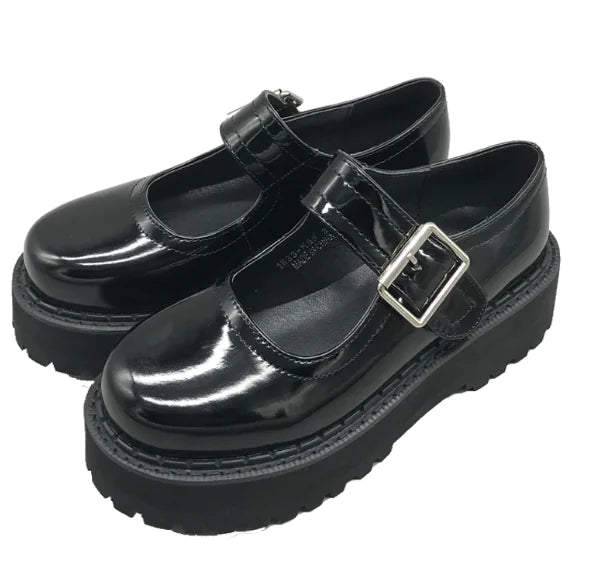 Platform Mary Jane Shoes for Women - Retro Style Black