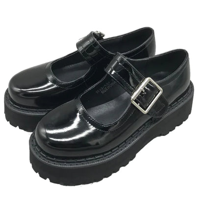 Platform Mary Jane Shoes for Women - Retro Style Black