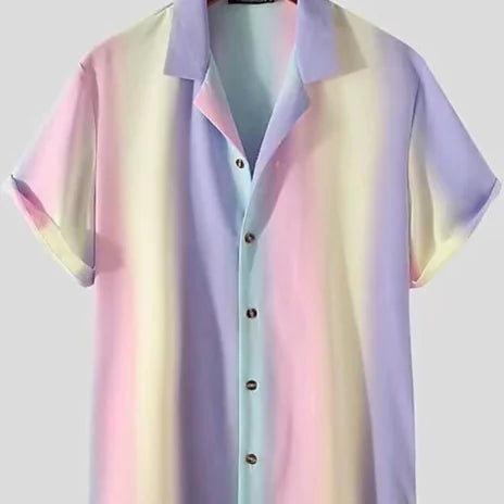 Men's Casual Short Sleeve 3D Gradient Shirt
