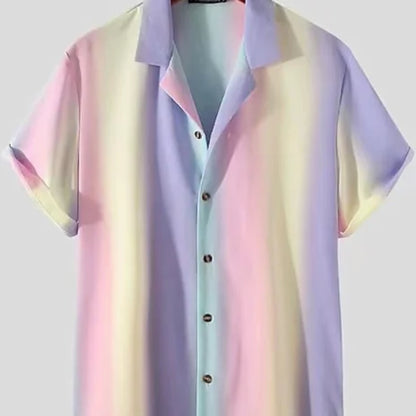 Men's Casual Short Sleeve 3D Gradient Shirt
