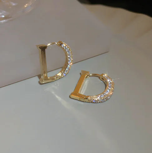 Dior-style Zirconia Earrings with 18K Gold Plating (Pair)