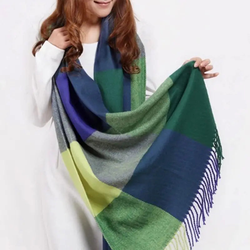 2020 Fall Winter Korean Long Plaid Cashmere Scarf