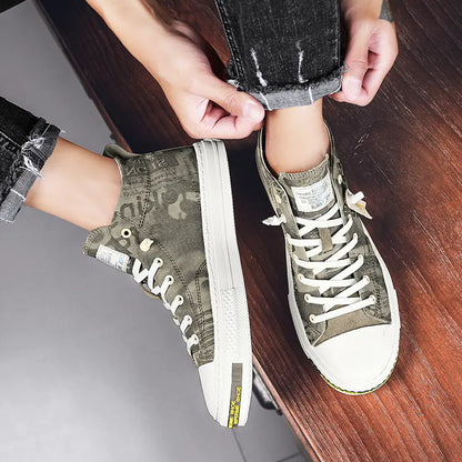 Men's Breathable High-Top Canvas Sneakers