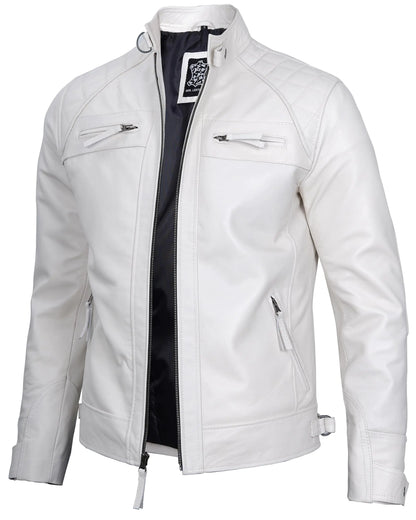 Decrum Leather Jacket Men - Mens Jackets Biker | [1123982] D1 White S