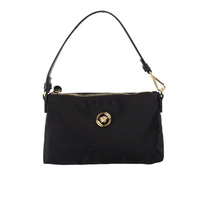 Versace Small Flat Black Medusa Coin Nylon Fabric Pouch