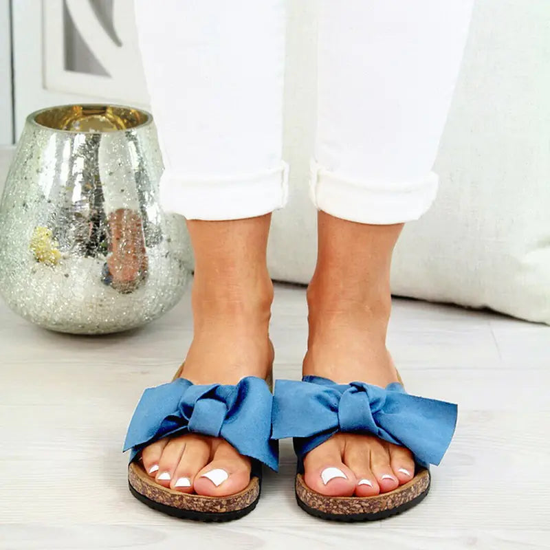Large Bow Slippers for Women - Summer Platform Shoes