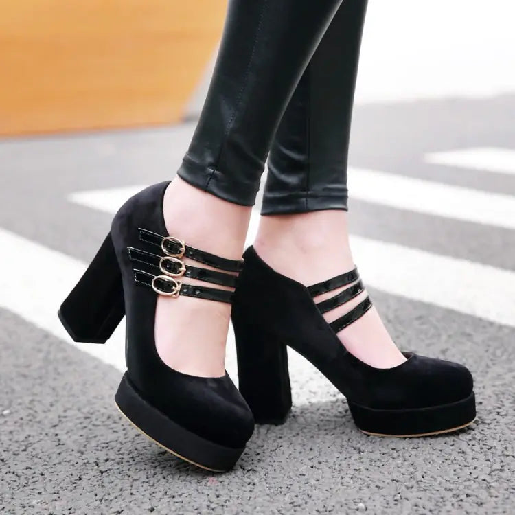 Elegant Suede High Heels with Platform - F305