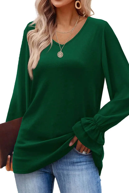 Solid Color Long Sleeve T-Shirt Top