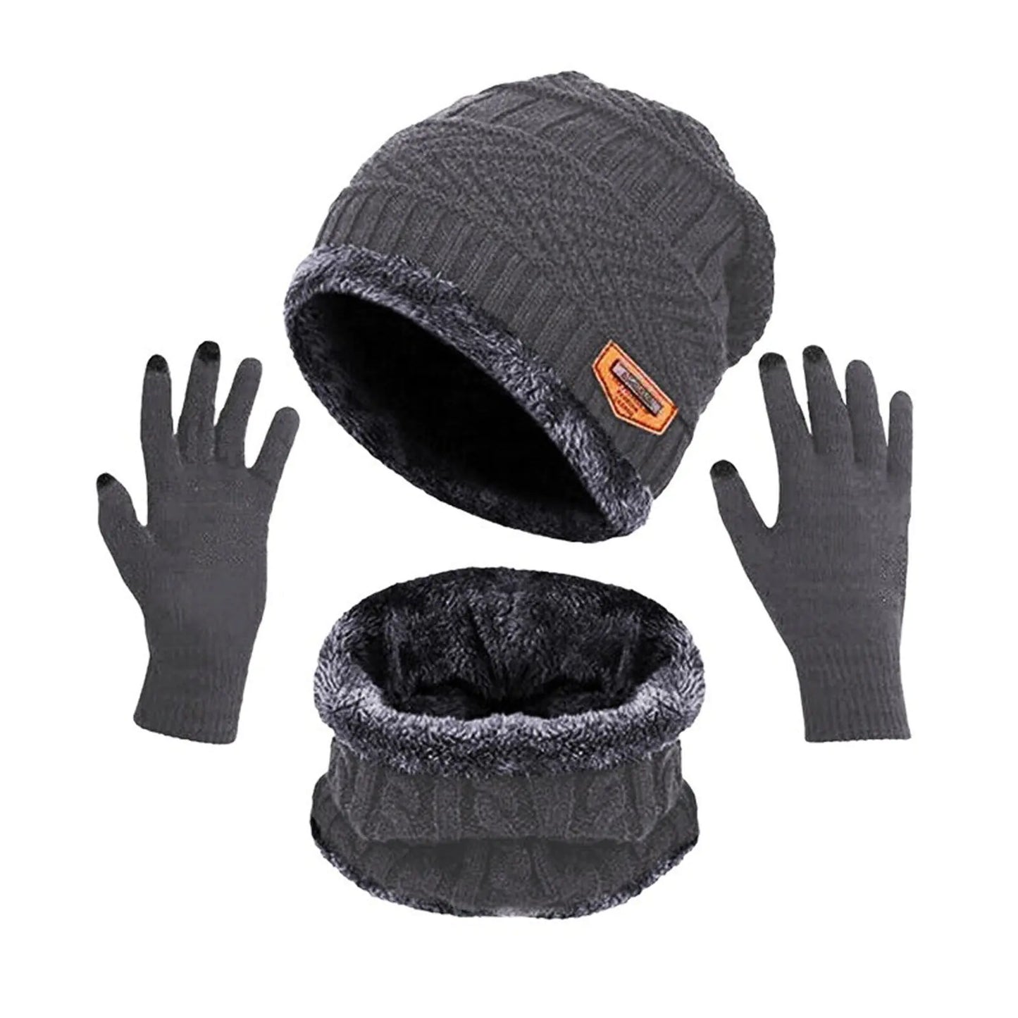 3Pcs Set Fashion Knitted Winter Hats with Gloves