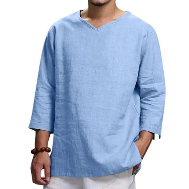 Men's Casual 3/4 Sleeve Loose Pullover Shirt
