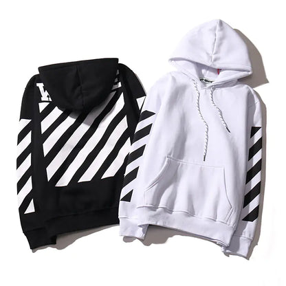 Off-White Fleece Hoodie with Striped Print for Fall/Winter