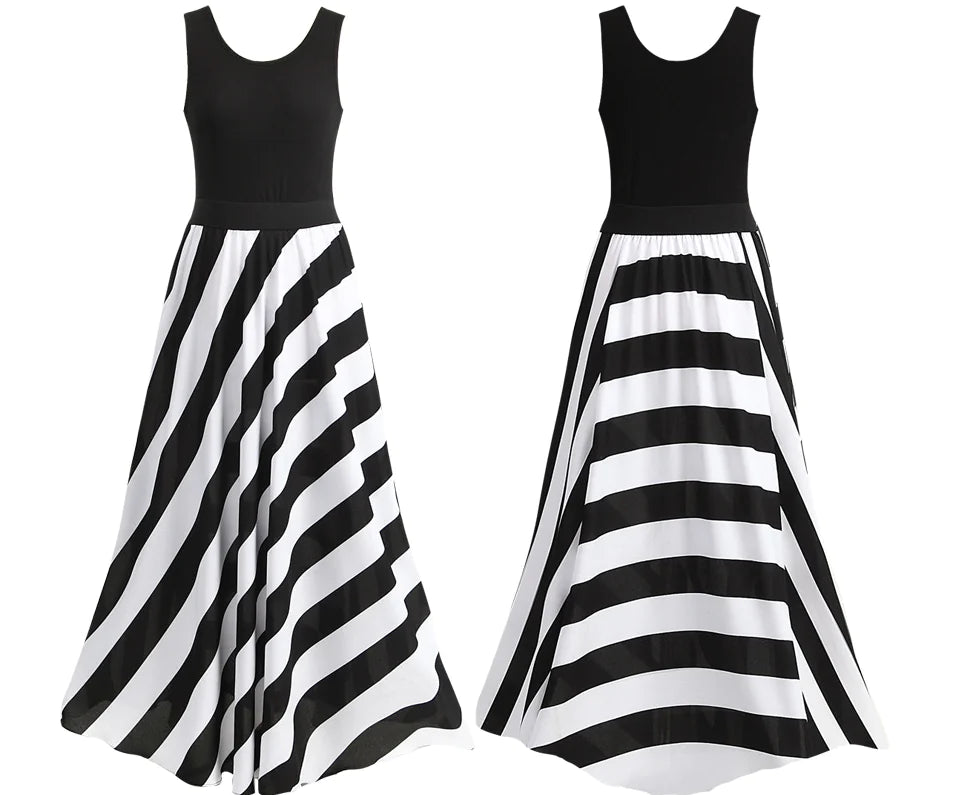 Striped Long Dress, Maxi Skirt, and Dress