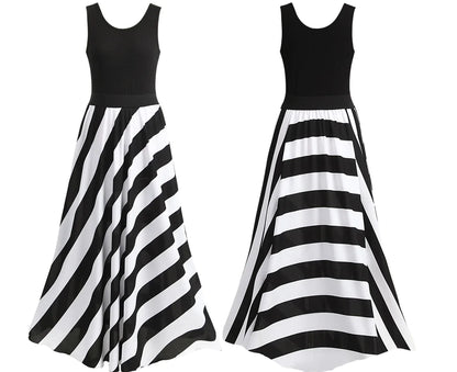 Striped Long Dress, Maxi Skirt, and Dress