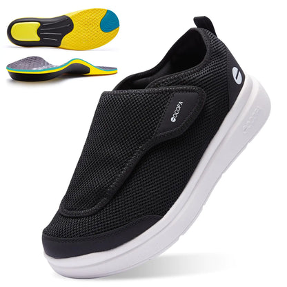 נעלי סוכרת לגברים של COCOFA, נעליים רחבות במיוחד להחליק על כפות רגליים נפוחות, נעליים אורטופדיות סריג לגברים עם תמיכה לקשת, נעלי הליכה מתכווננות לקשישים, הקלה על כאבי כף רגל ועקב