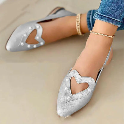 Pointed Toe Hollow Rhinestone Casual Flat Shoes for Women
