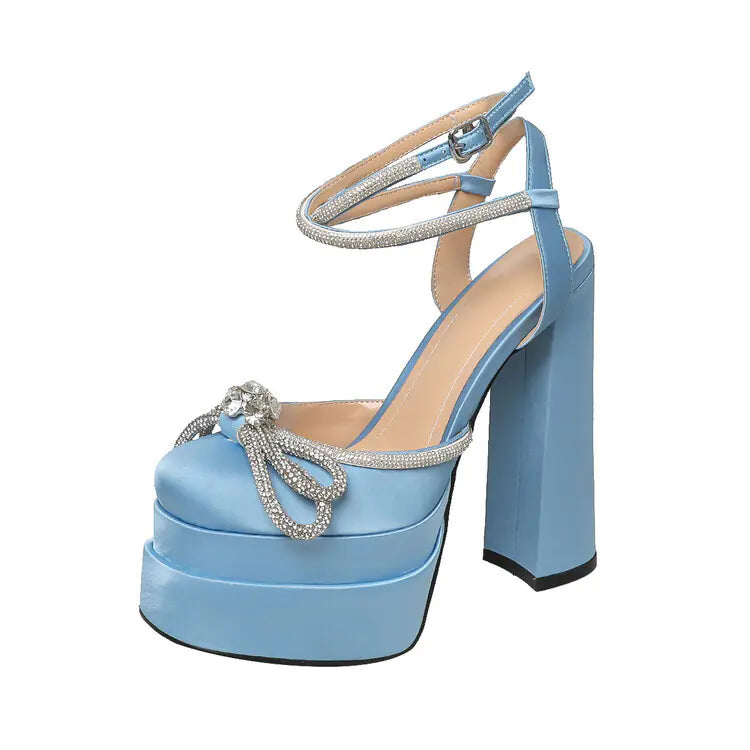 Rhinestone Satin High Heels for Ladies