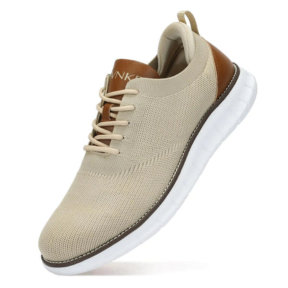 נעלי טניס לגברים עם רשת, עסקים וקלילה, עם שרוכים, נעלי אוקספורד, קלות משקל ונושמות, חאקי 13